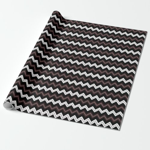 Black White Brown Chevron Stripe Pattern Wrapping Paper