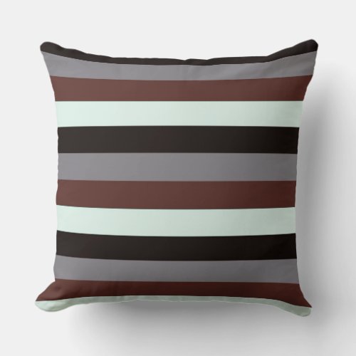 Black White Brown Modern Stripes Throw Pillow