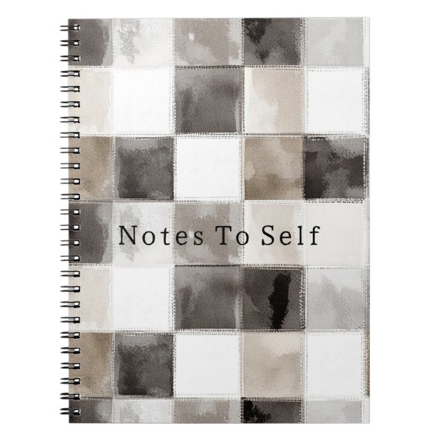 Black White Brown Squares Notebook (Front)