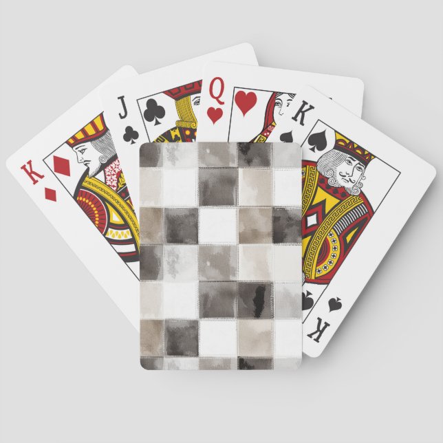 Black White Brown Squares Poker Cards (Back)
