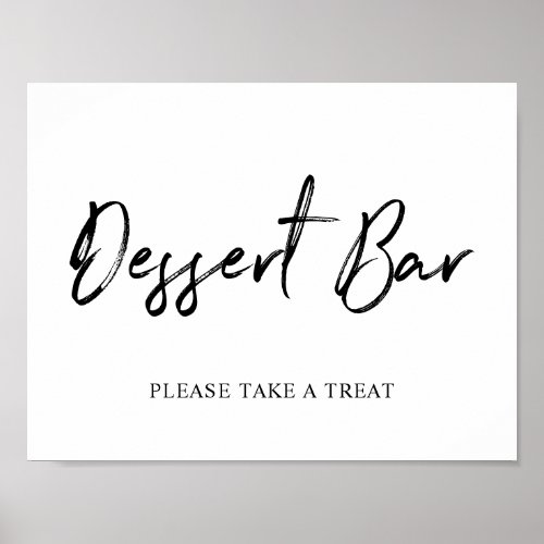 Black  White Brush Lettering Dessert Bar Sign