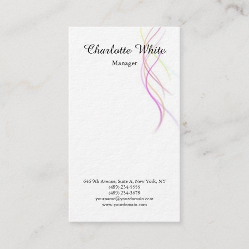 Black White Brush Script Abstract Curves Modern Business Card