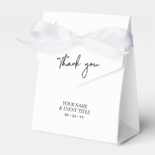 Black & White Brush Script Party Thank you Favor Boxes