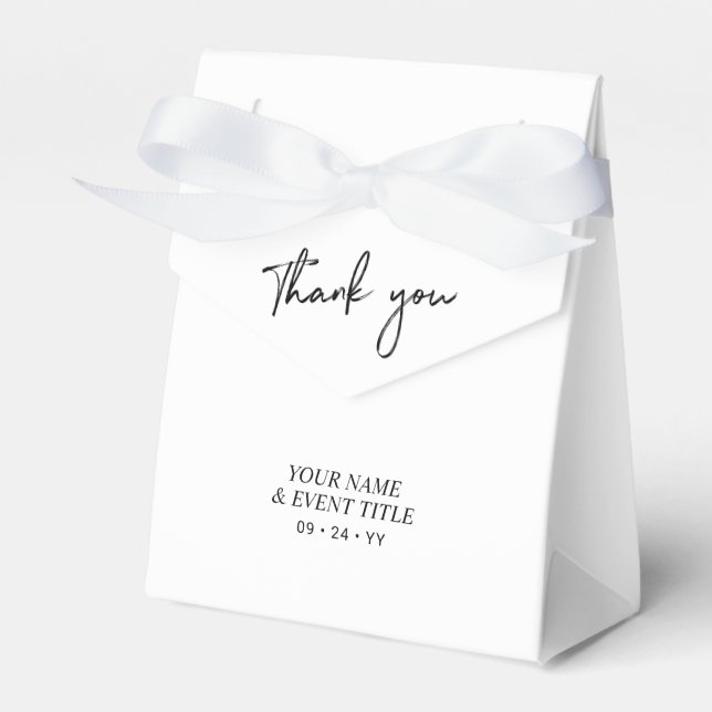 Black & White | Brush Script Party Thank you Favor Boxes