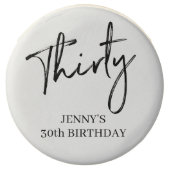 Black & White Brush Script Thirty 30th Birthday Chocolate Covered Oreo (Front)
