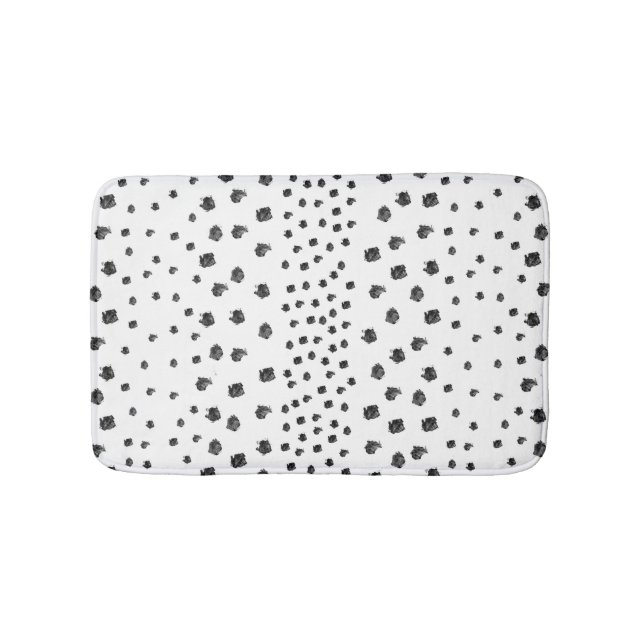 Black White Brush Spots Bathroom Mat (Front)