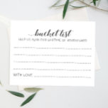 Black White Bucket List Wedding Advice Cards<br><div class="desc">These charming wedding bucket list flat sheets will be a perfect alternative to a traditional guest book. You'll have all the guests talking about the best ideas for the newlyweds to visit or do. Part of the Alejandra collection - matching sign available.</div>