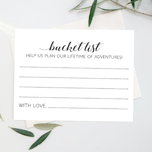 Black White Bucket List Wedding Advice Cards