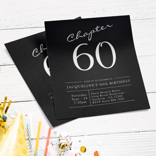 Black White Budget 60th Birthday Invitation Flyer