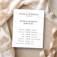 Black White Budget Wedding Hair Makeup Timeline