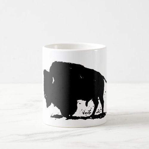 Black  White Buffalo Bison Silhouette Mug