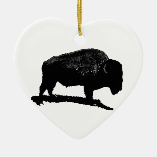 Black  White Buffalo Ceramic Ornament