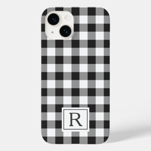 Black White Buffalo Check Custom Monogram Case_Mate iPhone 14 Case