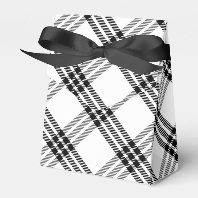 Black & White Buffalo Check Favor Boxes (Front Side)