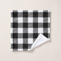 Black & White Buffalo Gingham Checkered Plaid Bath Towel Set, Zazzle