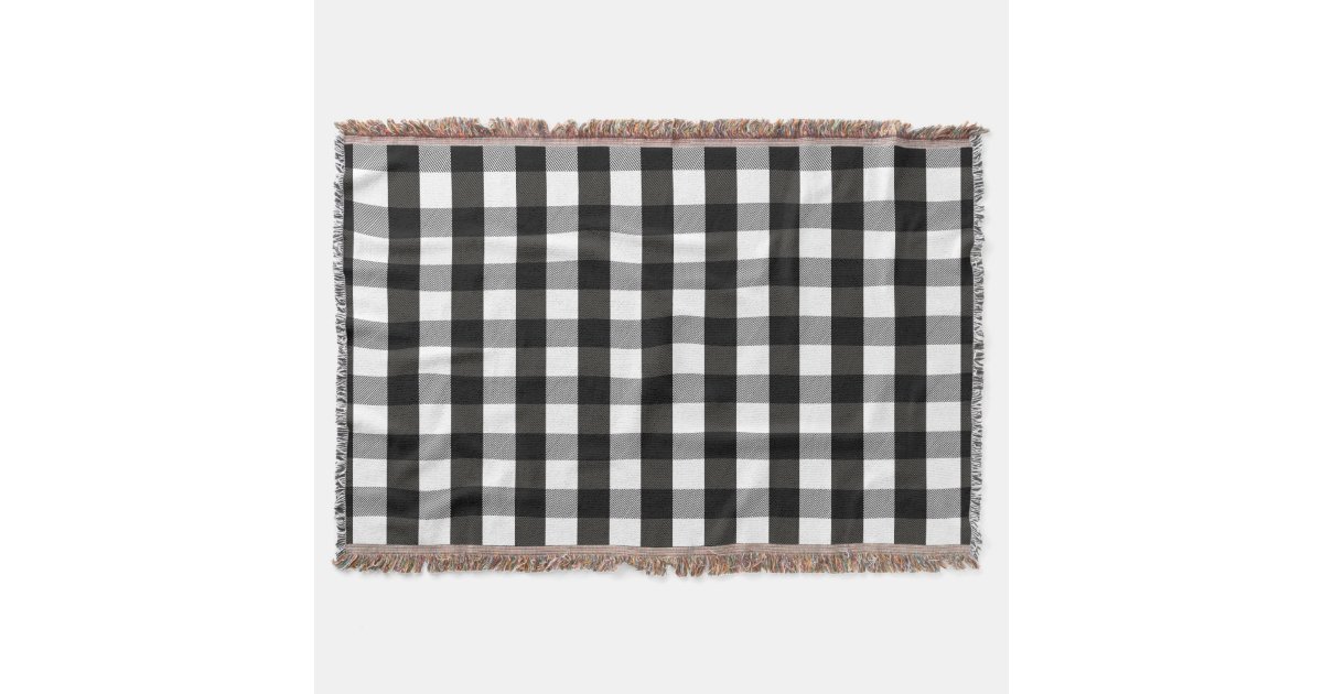 Black White Buffalo Check Lumberjack Large Plaid Throw Blanket Zazzle Com