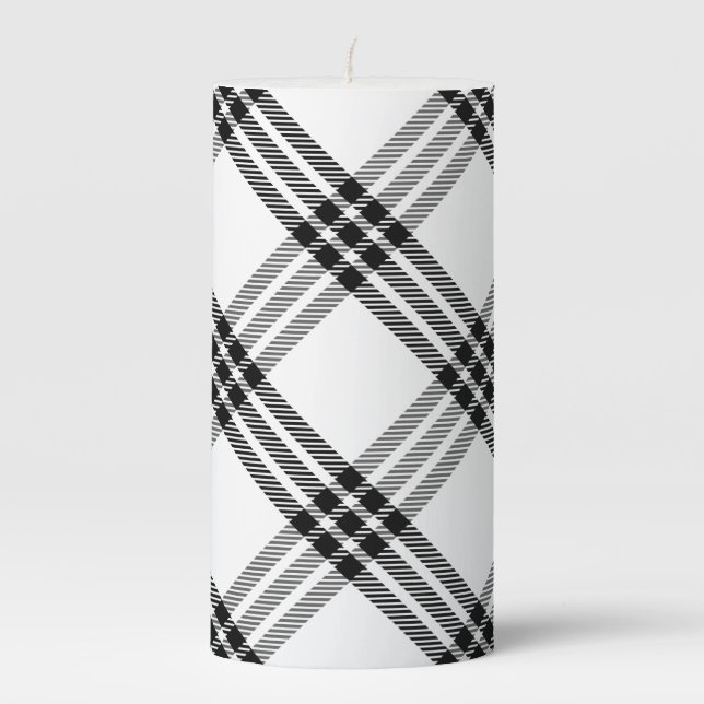 Black & White Buffalo Check Pillar Candle (Front)