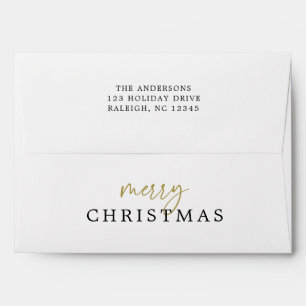 Black & White Buffalo Check Plaid Merry Christmas Envelope