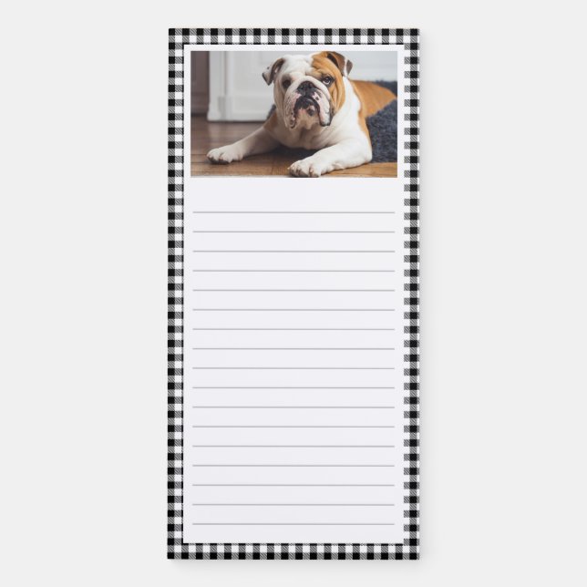 Black White Buffalo Check Your Photo Lined Magnetic Notepad (Front)