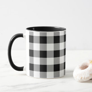Black White Buffalo Checkered Plaid Pattern Mug