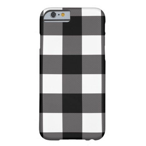 Black  White Buffalo Checkered Plaid Rustic Barely There iPhone 6 Case
