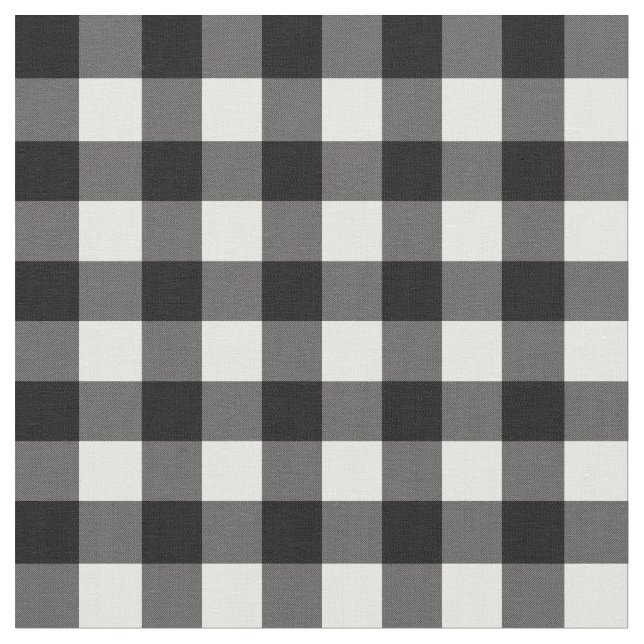 Black & White Buffalo Checkered Plaid Rustic Fabric (Close Up)