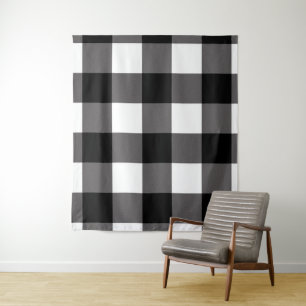 Black & White Buffalo Checkered Plaid Rustic Tapestry