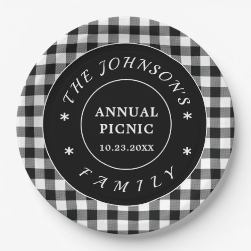  Black White Buffalo Checks Picnic Paper Plate