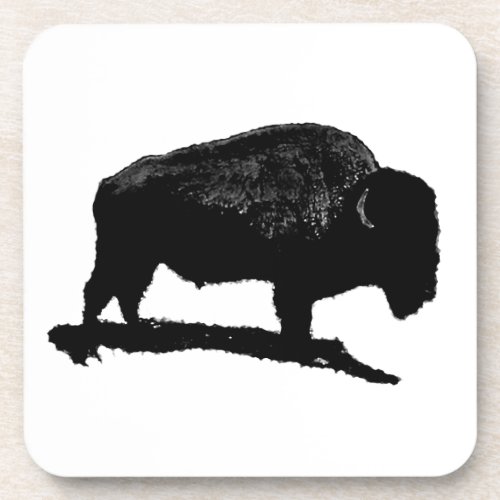Black  White Buffalo Drink Coaster