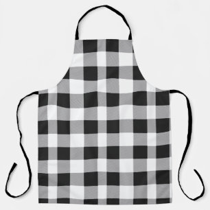 Black White Buffalo Gingham Check Plaid Holiday  Apron