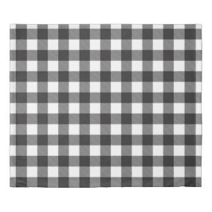 Black White Buffalo Gingham Check Plaid Holiday   Duvet Cover