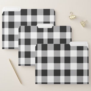 Black White Buffalo Gingham Check Plaid Holiday   File Folder