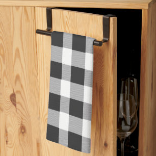 Black White Buffalo Gingham Check Plaid Holiday  K Kitchen Towel