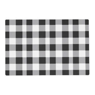 Black White Buffalo Gingham Check Plaid Holiday P Placemat