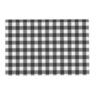 Black White Buffalo Gingham Check Plaid Holiday   Placemat