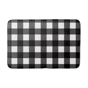Black & White Buffalo Gingham Checkered Plaid Bath Mat