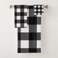 Contemporary Home Living Set of 4 Black and White Gingham Patterned  Rectangular Dish Towels 28