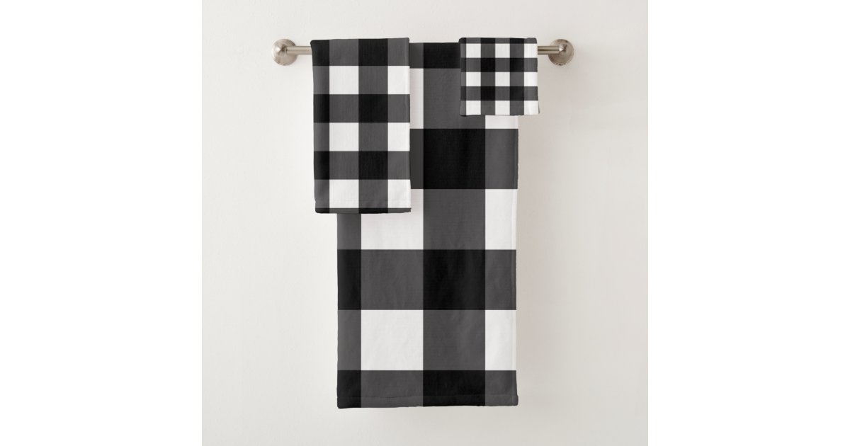 Black White Checkered Bath Towels