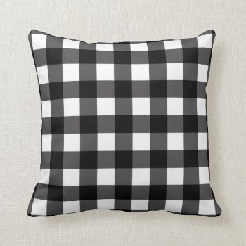 Black & White Buffalo Gingham Checkered Plaid Throw Pillow by printabledigidesigns at Zazzle