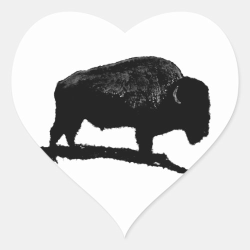 Black  White Buffalo Heart Sticker