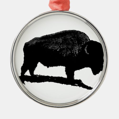 Black  White Buffalo Metal Ornament
