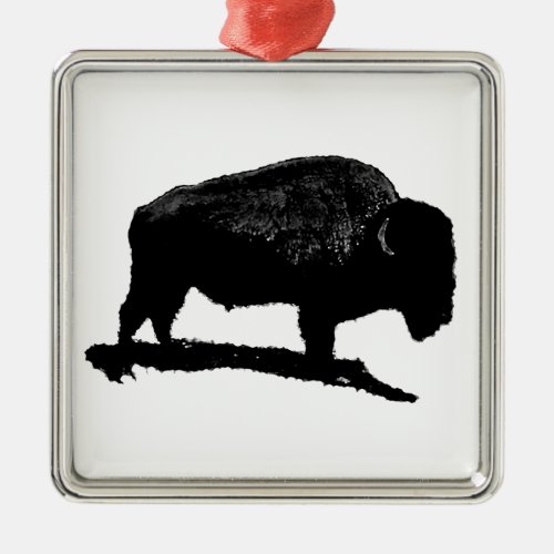 Black  White Buffalo Metal Ornament