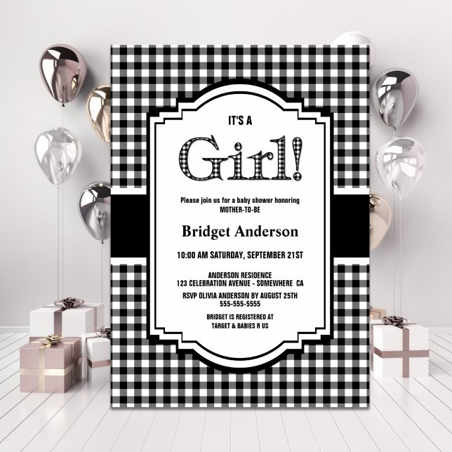 Black White Buffalo Plaid Baby Shower Invitation (Creator Uploaded)