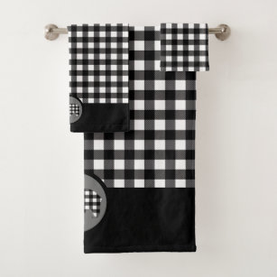 Black and White Buffalo Plaid Bath Towel Set, Zazzle in 2023