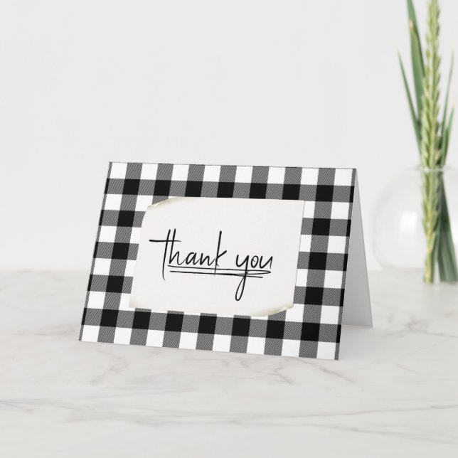 Black White Buffalo Plaid  Card (Front)