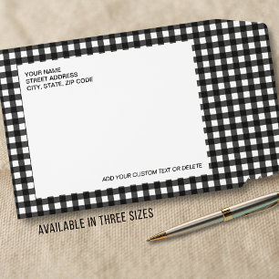 Black White Buffalo Plaid Check Custom Address Envelope Mailers