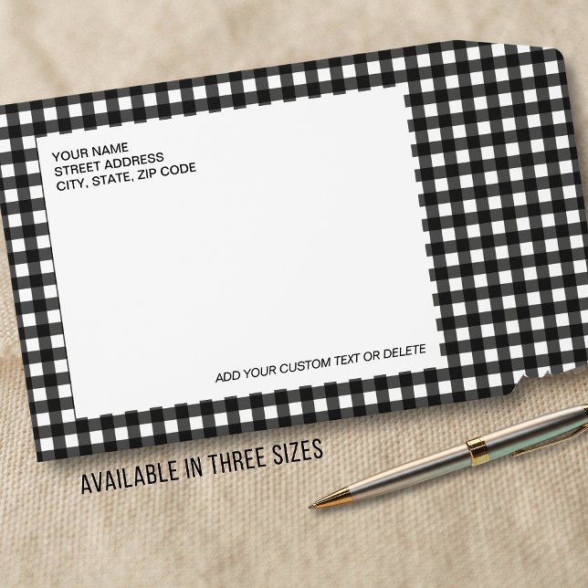 Black White Buffalo Plaid Check Custom Address Envelope Mailers (Creator Uploaded)