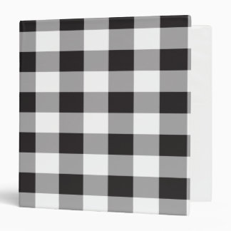 Black White Buffalo Plaid Check Pattern 3 Ring Binder