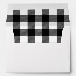 Black White Buffalo Plaid Envelope