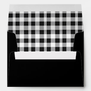 Black White Buffalo Plaid Family Christmas Envelope